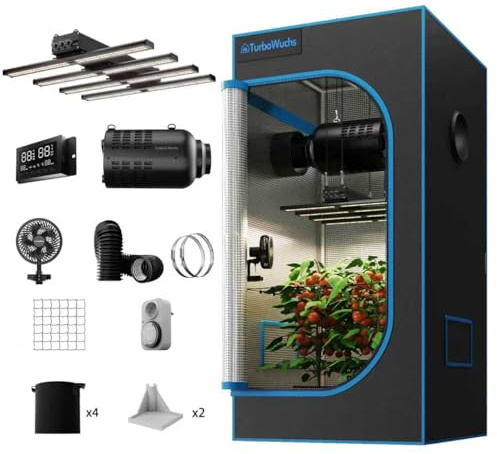 TurboWuchs 3000 &90x90x180cm GrowZelt Komplett Set LED Pflanzenlampe Vollspektrum Dimmbarer Grow Light GrowZelt Kit Komplettes Hydroponics Grow Tent Zuchtzelt mit 6 inch Inline Abluftventilator