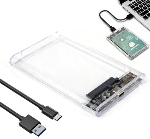 AYHYHLJZJ - Carcasa de disco duro (2,5 pulgadas, 6 Gbps, USB C 3.1 Gen 2, carcasa externa para SATA HDD y SSD de 2,5 pulgadas, 7 mm/9,5 mm, unidad SSD aceleración UASP&Trim, cable USB 3.0