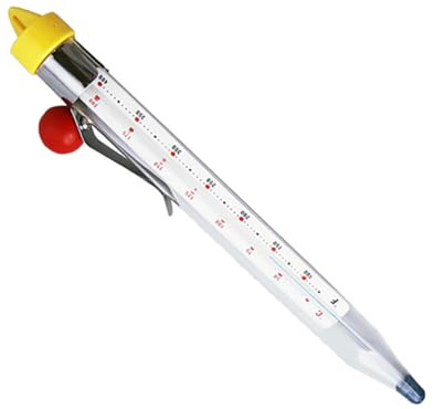 Gatuida Termometro per Zucchero e Sciroppi con Clip Vetro Temperato Resistente al Calore Strumento Sicuro per Cottura e Dolci in Cucina Adatto per Liquidi Caldi e Bevande