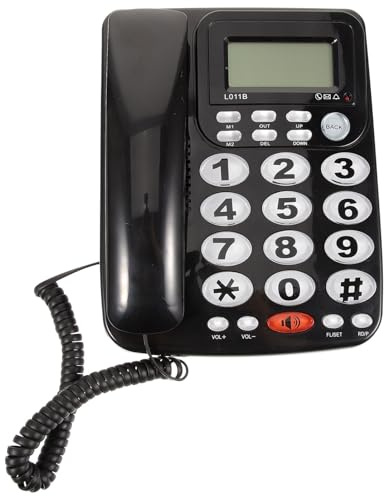TOGEVAL Telefono da Tavolo Fisso Filo Nero, Riutilizzabile per Ufficio e Casa, Ampio Schermo e Tastiera Versatile per Comunicazioni Chiare Quotidiane