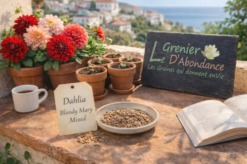 20 graines à semer - Le Grenier d'Abondance - Dahlia Bloody Mary Mixed - Dahlia variabilis