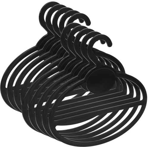 VANZACK 10 Perchas Circulares de Plástico Negro para Bufandas, Cinturones y Toallas, Organizador Práctico para Armario y Espacios Pequeños