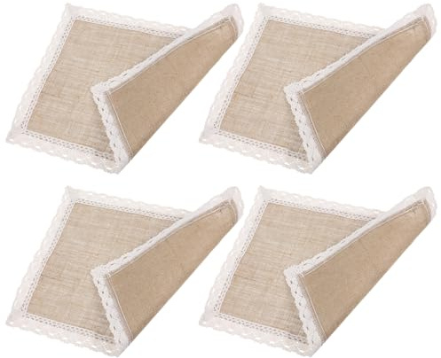 COLLBATH Set di 4 Tovagliette Rettangolari in Juta Naturale Bordo Sfrangiato, Sottopiatti Resistenti al Calore, Lavabili, Adatte per Occasioni Speciali e Tavoli da Pranzo
