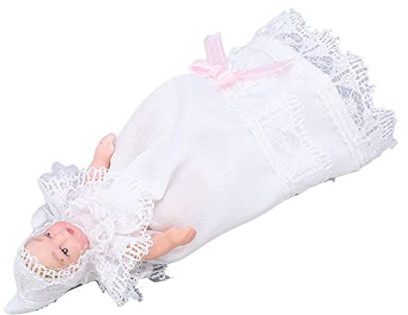 SENECESLI Mini-Keramik-Säuglingspuppe Im Maßstab 1:12 mit Beweglichen Gliedmaßen für die Puppenhausdekoration, Ideal für DIY-Zubehör, Tolle Wochenendaktivität, Hochwertiges Keramikmaterial