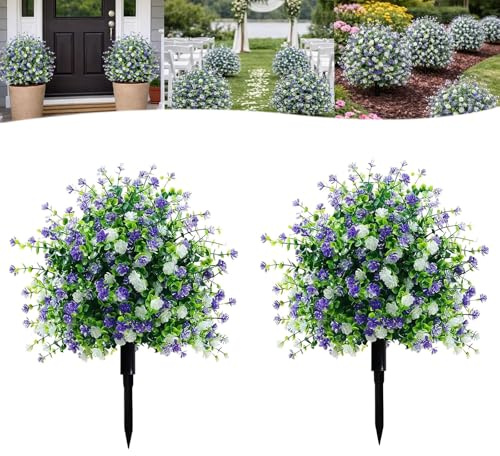 Alberi Artificiali in Vaso Con Picchetti – Topiaria Di Camelia Resistente Ai Raggi UV, Piante, Fiori, Arbusti E Cespugli Artificiali Realistici E Resistenti Alle Intemperie (2 pezzi)