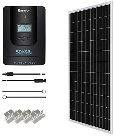 Renogy 12V 500Wh Solaranlage, Inselanlage Solar Set mit 100W 12V Monokristallin Solarmodul, 12V 20A MPPT Solarladeregler, Kabeln und Halterungen für Garten, Balkon, Camper, RV und Wohnmobil