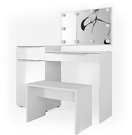 Vicco Schminktisch Weiß Lilli 135x90x39 cm - Frisiertisch, Ordnung leicht gemacht: Alles hat seinen festen Platz