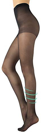 CALZITALY Feine Stützstrumpfhose 20 DEN | Energizing Reise Strumpfhosen | Schwarz, Hautfarbe, Gebräunt | S, M, L, XL | 20 DEN | Made in Italy (S, Schwarz)