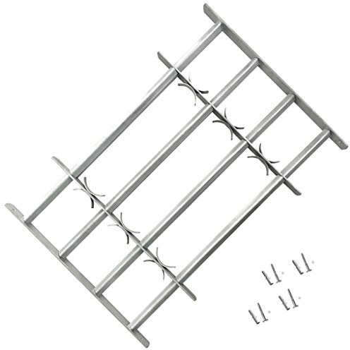 Reja de Seguridad, Protección contra Robos, Acero Galvanizado, 600 mm de Altura, 1000-1500 mm de Ancho, 4 Travesaños, para Ventanas