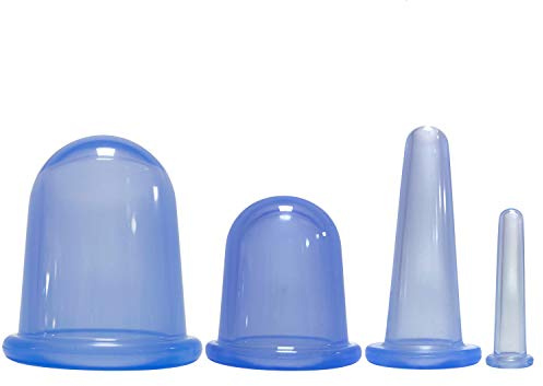 Silikon-Massagetassen, Massage-Schröpfen-Therapiesets (4 Stück Set-Blau)