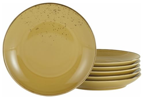 CreaTable, 21978, Serie NATURE COLLECTION, Curry, 6-teiliges Geschirrset, Dessertteller aus Steinzeug, spülmaschinen- und mikrowellengeeignet, Qualitätsproduktion