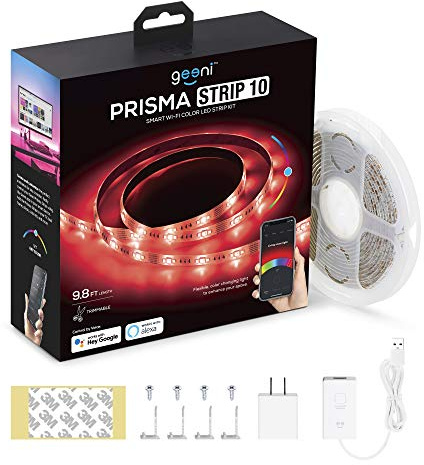Geeni Prisma Strip 9.8 ft Smart LED Strip Lights, Indoor/Outdoor Adhesive Strips, Lights for TikTok, Alexa & Google Home Compatible. No Hub Required (3M Light Strips)