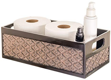 Creative Scents Dublin Badezimmer-Organizer, Aufbewahrungskorb, Toilettenpapier-Aufbewahrungskorb, dekorativer WC-Tank-Aufsatz - Badezimmer-Theken-Organizer, Behälter, modern, schön, braun