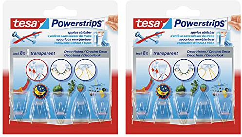 tesa Powerstrips DecoHaken ablösbar für leichte Gegenstände 2 Packungen