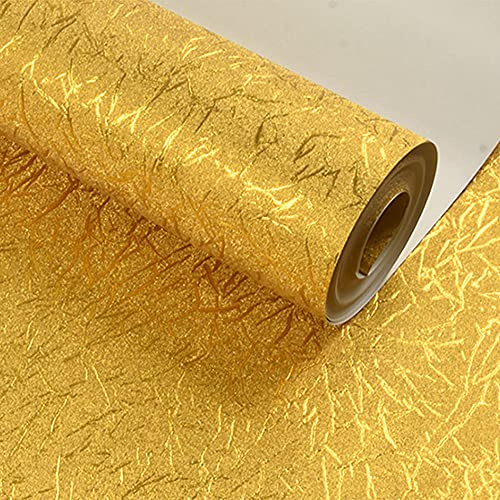 MEAIHOME Modern Minimalist Gold Foil Wallpaper Flicker Thick Waterproof Wall Paper/Hotel Ceiling/Decorative/Bar/Tv Background Wallpaper Roll Gold Non-Pasted 1.73' W x 32.8' L