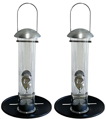 Heavy Duty Aluminium Wild Bird Seed Feeders with Seed Catcher Trays (Pack of 2)