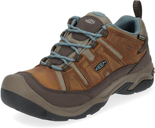 KEEN Women's Circadia Low Height Comfortable Waterproof Hiking Shoes, Syrup/North Atlantic, 5