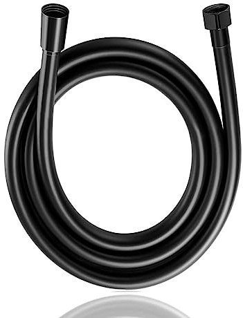 1,5 m Brauseschlauch Schwarz aus PVC Oupukle Duschschlauch mit Verdrehschutz und Anti-Knickschutz, Flexibel Brauseschlauch mit Premium Doppelten Messingkopf, Universeller G1/2” Anschluss