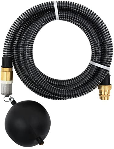 Gecheer Saugschlauch mit Messing-Anschlüssen, Sauggarnitur Gartenschlauch Pumpenschlauch Ansaugschlauch Ansauggarnitur Saugschlauchgarnitur 25 m 25 mm Schwarz