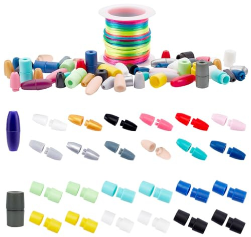 PandaHall Break Away Sicherheitsverschluss Schnalle 40 Satz 20 Stile Kunststoff-Perlenverbinder Mit 10 Yards 2 mm Bunten Nylonschnüren Verschluss für Armbänder HalskettenSchmuck DIY-Bastelarbeiten
