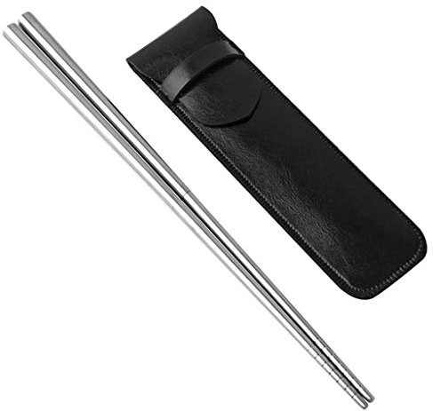 Bacchette giapponesi riutilizzabili in acciaio inossidabile Set regalo, Bacchette da viaggio con custodia, Bacchette portatili cinesi coreane riutilizzabili Utensili lavabili in lavastoviglie, Sushi