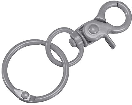 sourcing map Giratorio Cierres Cordón Seguridad Gancho con Encuadernación Anillos, 44mm Colorido Langosta Pinza Cierre para Llaves Organización, Bricolaje Artesanía, Gris