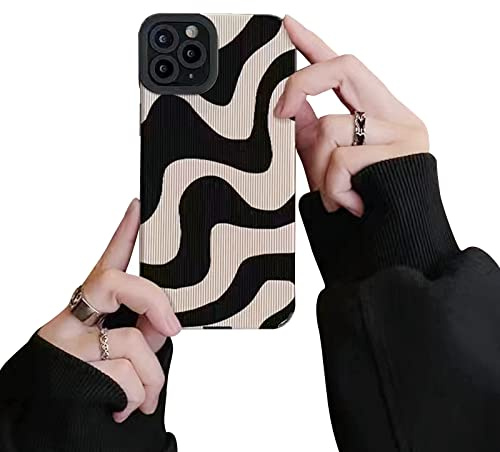 Ownest Handyhülle Kompatibel mit iPhone 12 Pro Max Hülle Fashion Wave Simple Cute Zebra Stripes Aesthetic Muster Wellen Design Men Frauen Mädchen TPU PC Weiche Silikon Kamera Schutzhülle