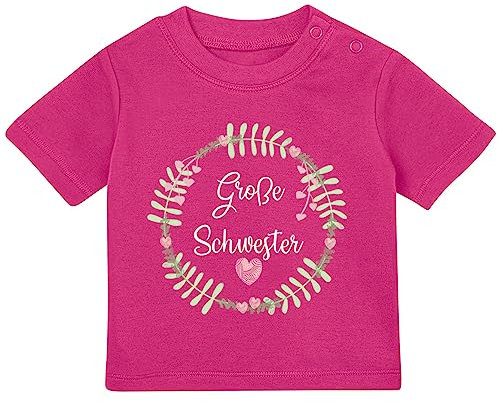 Baby Tshirt in Pink 0-36 Monate mit Druck T-Shirt mit Spruch Große Schwester Geburt Herzchen T-Shirt für Kleinkind 0, 1, 2, 3 Jahre