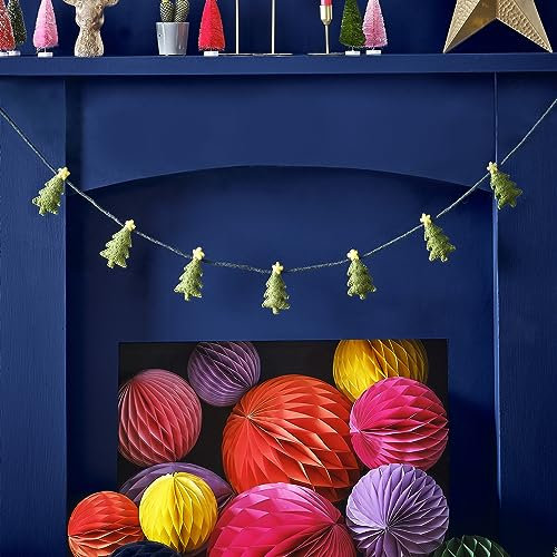 Ginger Ray Christmas Felt Tree Bunting Banner Decorative Hanging Garland Decoration 5m