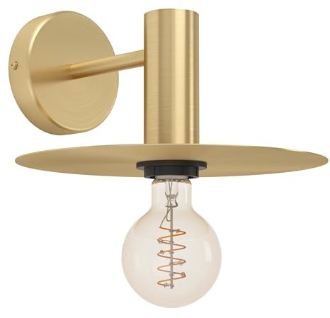 EGLO Wandlampe Escandell, Wandleuchte für innen | Flurlampe Wand aus Metall in Messing-Gebürstet, Lampe mit E27 Fassung