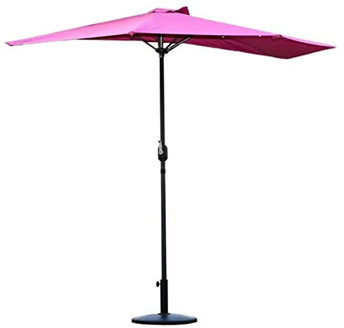 ROLTIN Parasols de jardin d'extérieur Parasol semi-circulaire avec manivelle et mât inclinable de 38 mm, excellent demi-parapluie de 2,7 m pour petite terrasse, balcon, jardin