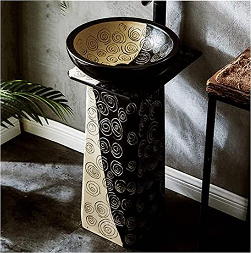 Vanity Unit with Basin,Bathroom Basin Sink with Full Pedestal, Pedestal Sink Handcrafted Ceramic wash Basin Pedestal washbasin for Indoor and Outdoor 44 x 40 x 80cm (Color : K) (L)