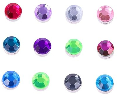 OUNONA 12pcs Crystal Magnetic Wine Glass Charms Mixed Color Drink Markers Wine Glass Tags for Identification for Parties and Gatherings