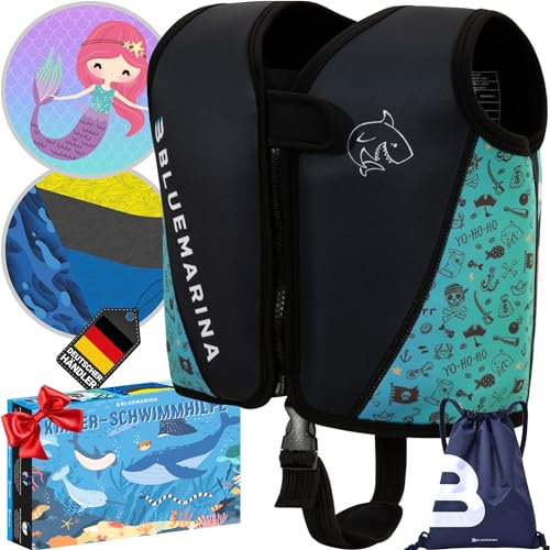 Bluemarina Schwimmweste für Kinder | Verschiedene Größen von Kleinkind bis Baby - Schwimmlernhilfe - Schwimmhilfe - Schwimmflügel - Schwimmring - Schwimm Weste für Kind ab 1-9 Jahren (Captain, M)