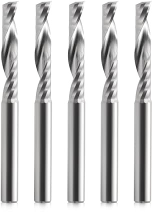 EU_HOZLY 4mm Schaft, 4mm Schnittdurchmesser, 22 mm Nutenlänge, 1 Nutenschaftfräser, CNC Spiralfräser, Upcut-Schneidwerkzeug für Acryl, PVC, ABS, Sperrholz, 5 Stück