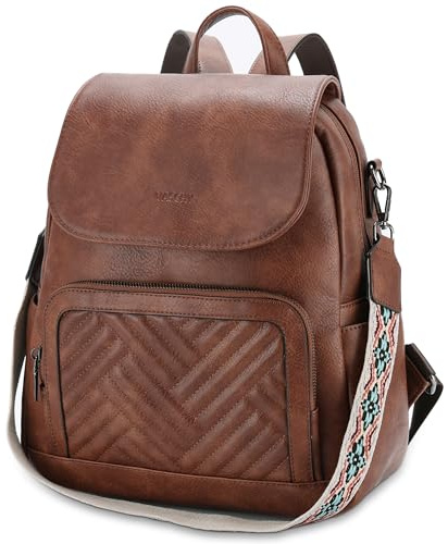 VASCHY Sac a Dos Femme Cuir Pu, Sac à Main Porté Dos Élegant Sac a Dos Antivol Femme avec Sangle de Amovible pour Travail Voyage Marron