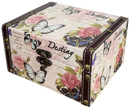 MIAO JIN Schmuckkästchen mit Schmetterling, rosa, dekorative Aufbewahrungsbox für Schmuck, Schmuck, Fotos, Holz, Schatztruhe für Frauen und Mädchen, Geschenke, dekorative Erinnerungsbox,