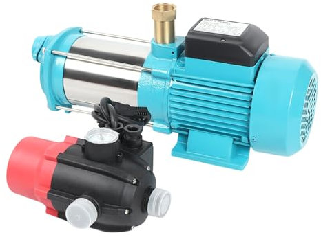 Pompe de jardin, pompe d'irrigation en cuivre pur avec dissipateur thermique, pompe de jardin (1300 W, 9,8 bar, débit 4000 l/heure, valve de vidange IP44)