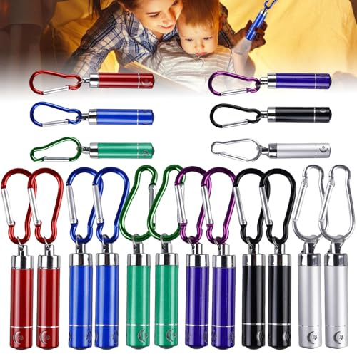 18 mini linternas llaveros, linterna LED para niños, linterna de aluminio de colores, mini linterna para niños, adecuado para regalos de cumpleaños infantiles