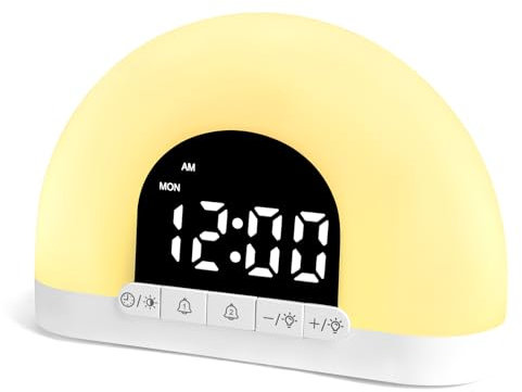 Ainiv Sunrise Alarm Clock, Wake Up Light with Sunrise Simulation, 9 Minutes Snooze Dual Alarms, 30 Levels of Dimmable Light Digital Clock, Bedroom Night Lamp for Teens Boys Girls Heavy Sleepers