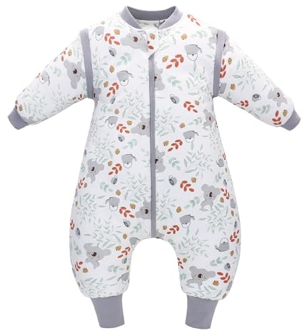 LAT Baby Sleeping Bag with Feet Removable Sleeves,2.5 TOG 100% Cotton Toddler Sleeping Bag with Legs,3-way Zipper Winter Wearable Blanket
