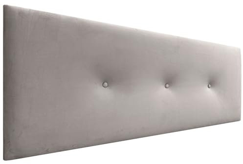 DHOME Kopfteil aus glattem Samt mit Knöpfen, hohe Qualität, modernes gepolstertes Kopfteil, Luxus-Bett, gepolstertes Schlafzimmer (Beige, 150cm)