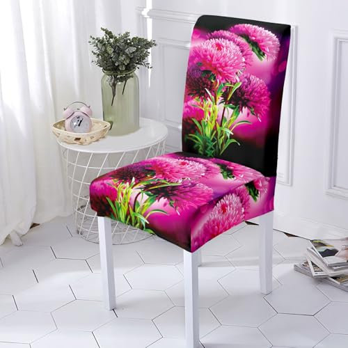 Stuhlhussen 6er Set Lila Katze Elastisch Universale Spandex Stuhlbezug Abnehmbare Waschbar Stuhlhussen Schwingstühle, Hussen Für Stühle,Stuhlbezüge ​Für Hotel, Küche