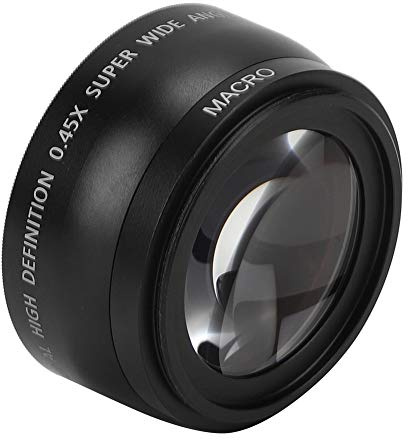 Wide Angle Macro Lens 55mm 0.45X Conversion Lens Interchangeable Lens for Camera with Protective Bag Aluminum Alloy