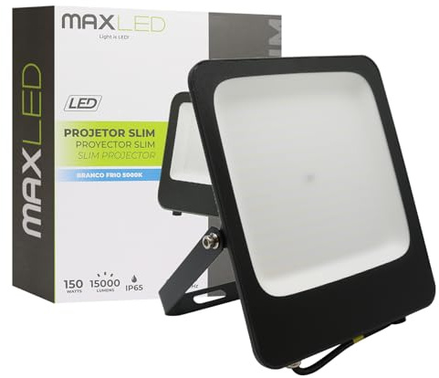 Maxled, Light is Led! Focos LED Exterior 150W Foco Proyector 5000K Blanco Frío 15000LM IP65 Impermeable Floodlight para Casa Garaje Patio Terraza Jardín Cancha Fachada Jardineras Colgar Árbol Local