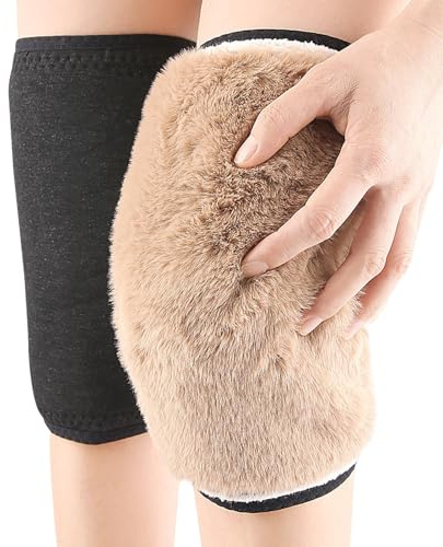 Ginocchiere spesse in finta pelliccia, scaldamuscoli da uomo e donna, invernali, accoglienti, caldi, in pile, ginocchiere, supporto regolabile, per sci, ciclismo, danza, corsa, artrite, tendinite,