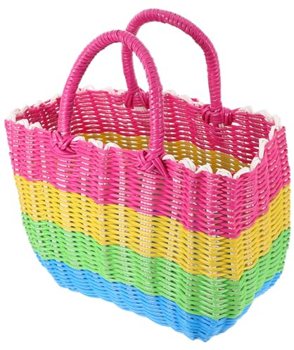 MAGICLULU Panier Tissé Coloré Avec Anse Panier De Multifonction Shopping Et Rangement Petit Format Polyvalent Pour Fruits Légumes Et Usage Extérieur