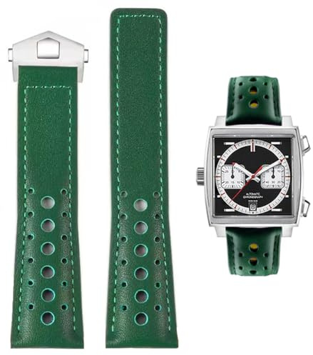 FOUUA Uhrenarmband 22mm Kompatibel mit TAG Heuer Monaco Leder Echtleder-Uhrenarmband mit Blauen Schwarz Armband Uhrenarmband Ersetzen Kompatibel mit TAG Heuer Carrera Aquarace Serie