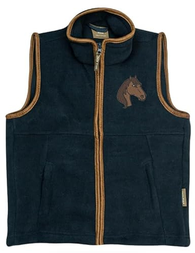 Kids Gilet with Horse Embroidery – Cozy Equestrian Vest for Children | Warm Riding Jacket | Horse Lover Apparel for Boys and Girls (UK, Age, 11 Years, 12 Years, Regular, Navy)