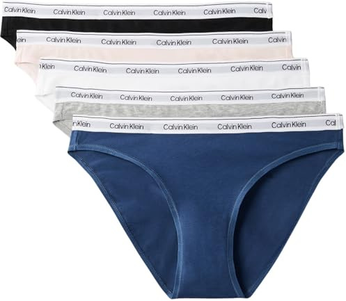 Calvin Klein Culottes Lot de 5 Femme Low Rise Sous-Vêtement, Multicolore (Black/White/Grey Heather/Potpourri/), L